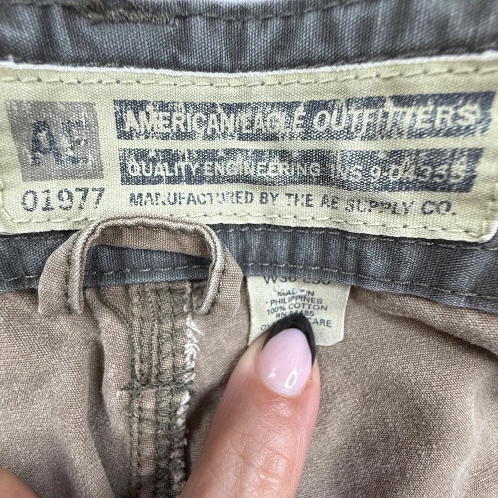 American Eagle Mens Cargo Pants 36x30 Khaki Brown Cotton Utility Gorpcore Y2K‎